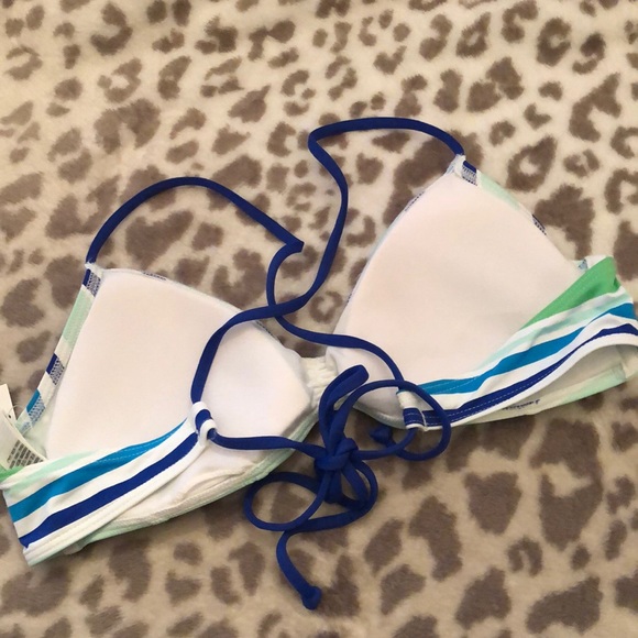 Abercrombie Stripe Bikini Top in Blue Green Size Small - Picture 4 of 10